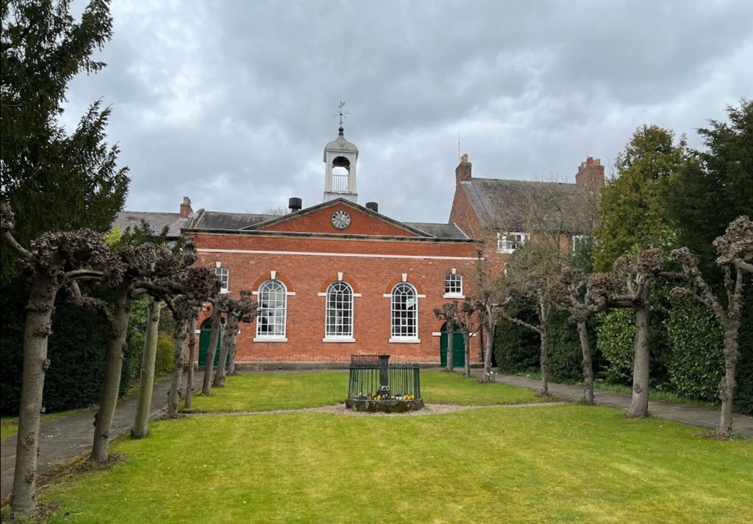 The Moravian church with clock tower at ockbrook